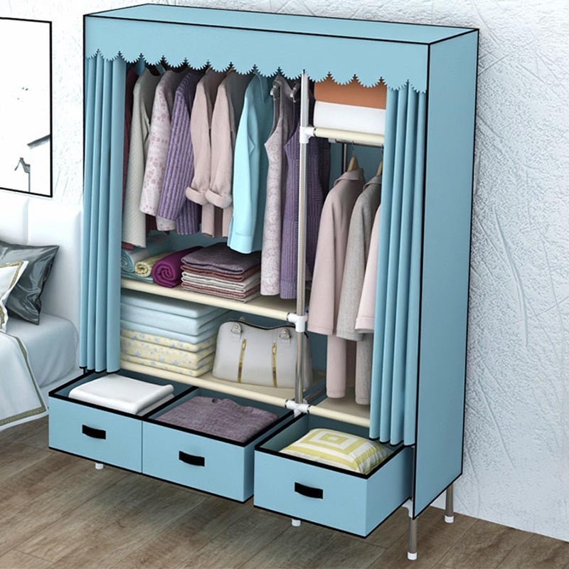 Contemporary Style Metal Wardrobe 1-Door Wardrobe Closet, 49.21" D x 17.72" W x 66.14" H