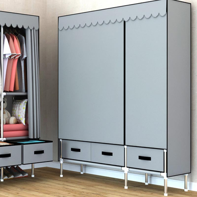 Contemporary Style Metal Wardrobe 1-Door Wardrobe Closet, 49.21" D x 17.72" W x 66.14" H