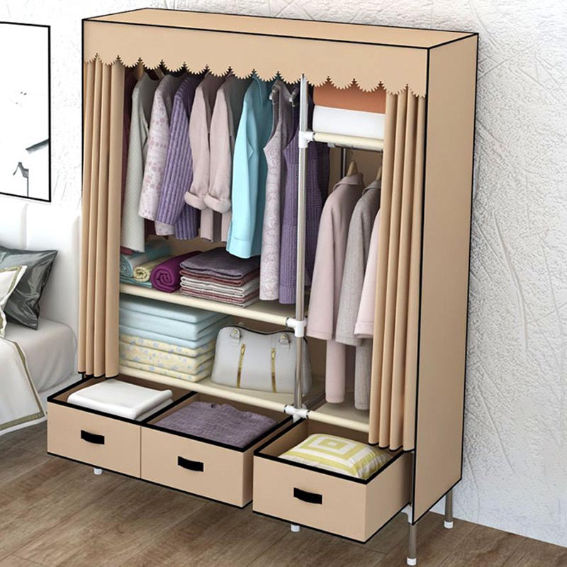 Contemporary Style Metal Wardrobe 1-Door Wardrobe Closet, 49.21" D x 17.72" W x 66.14" H