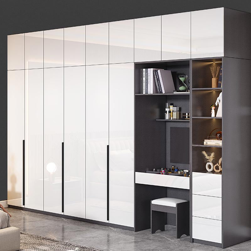 Contemporary Wooden Wardrobe White Colour Wardrobe Closet with Garment Rod