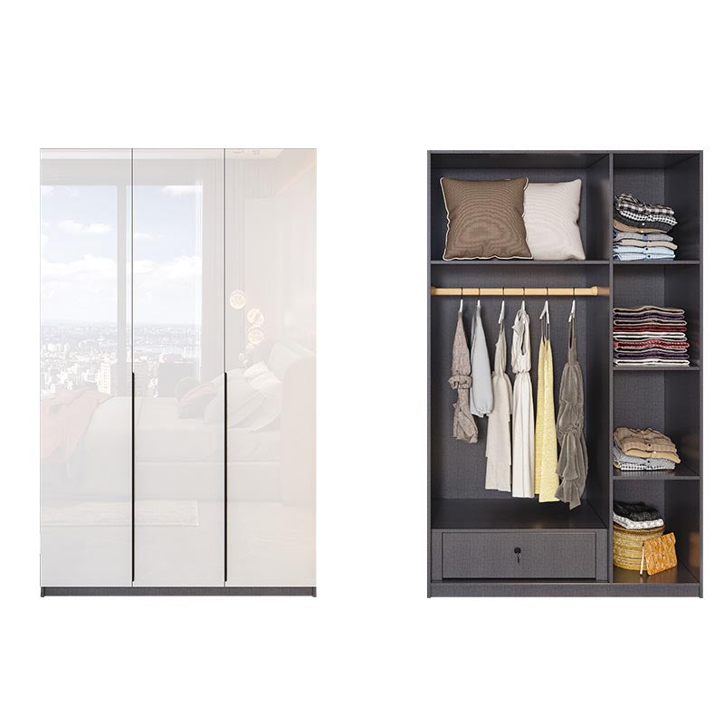 Contemporary Wooden Wardrobe White Colour Wardrobe Closet with Garment Rod