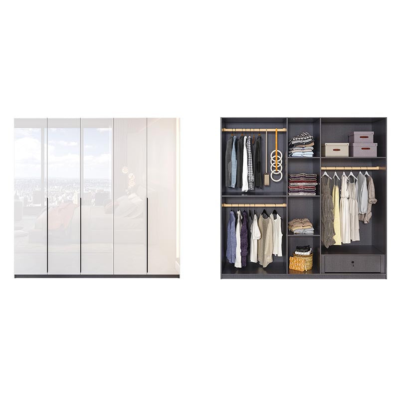 Contemporary Wooden Wardrobe White Colour Wardrobe Closet with Garment Rod