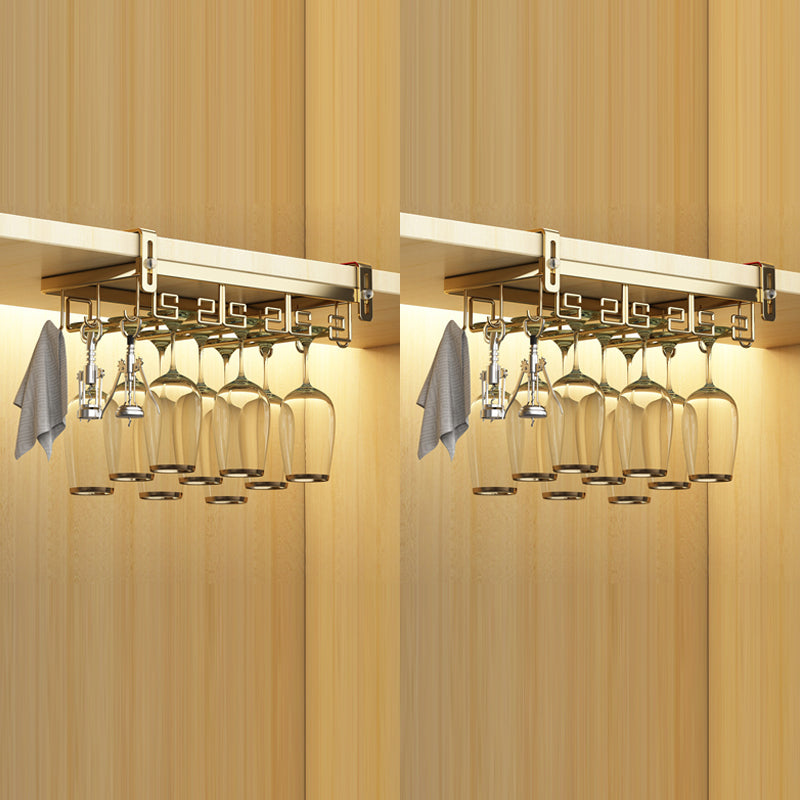 Metal Hanging Modern Wine Rack Wine Stemware Holder in Gold/White