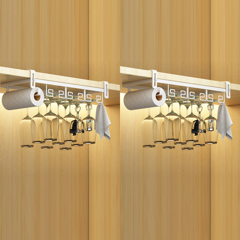 Metal Hanging Modern Wine Rack Wine Stemware Holder in Gold/White