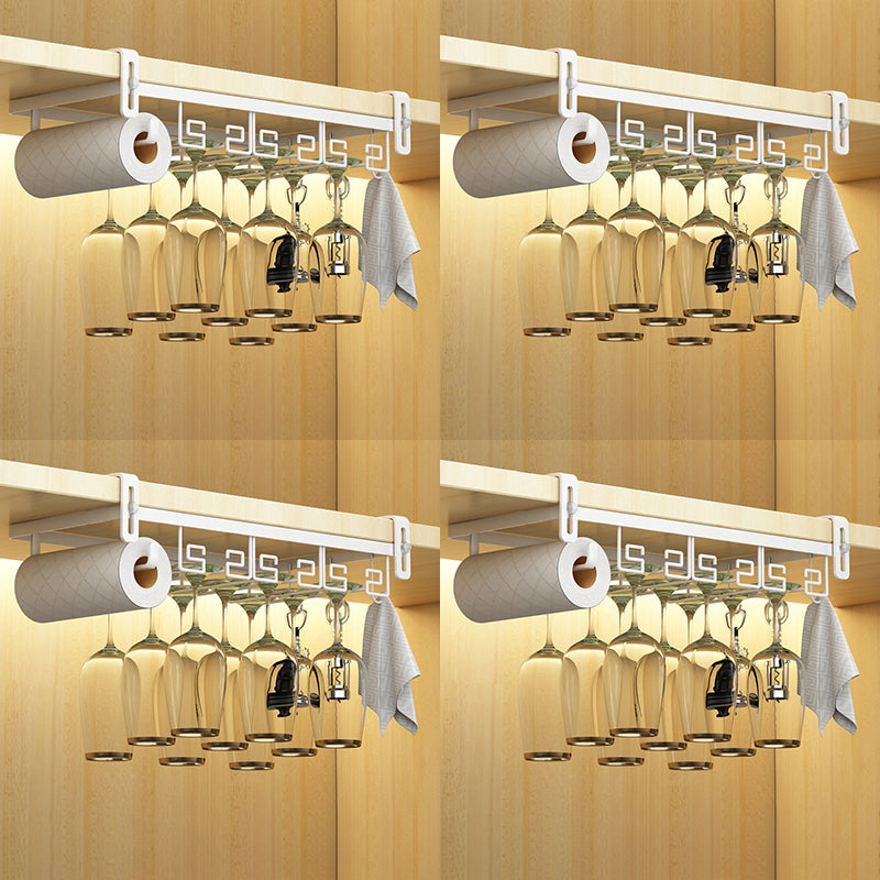 Metal Hanging Modern Wine Rack Wine Stemware Holder in Gold/White