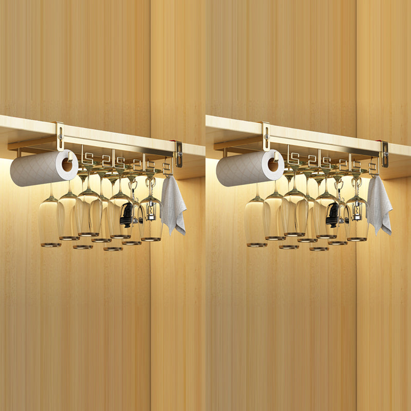 Metal Hanging Modern Wine Rack Wine Stemware Holder in Gold/White