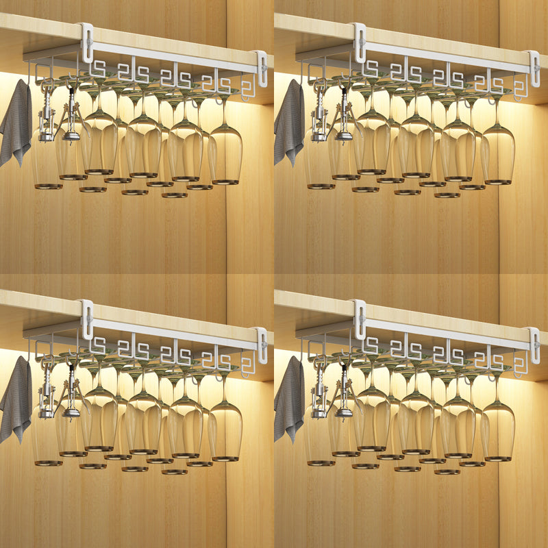 Metal Hanging Modern Wine Rack Wine Stemware Holder in Gold/White