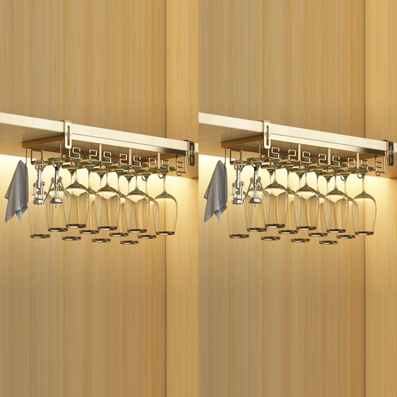 Metal Hanging Modern Wine Rack Wine Stemware Holder in Gold/White