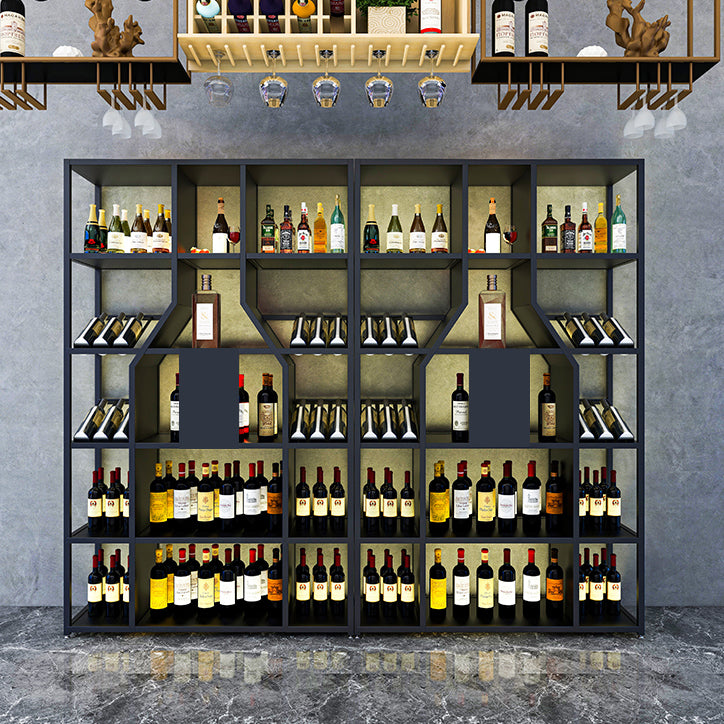 Metal Floor Wine Bottle Rack Glam Wine Bottle Holder with Shelf