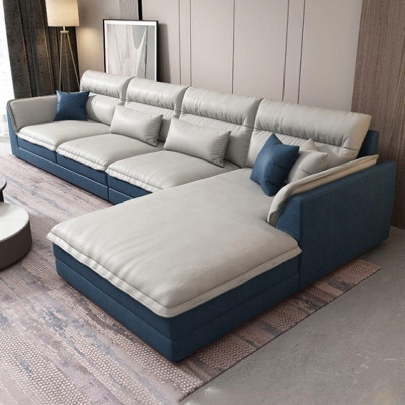 Modern Sectionals Faux Leather Pillow Top Arm Sectionals.134 inch