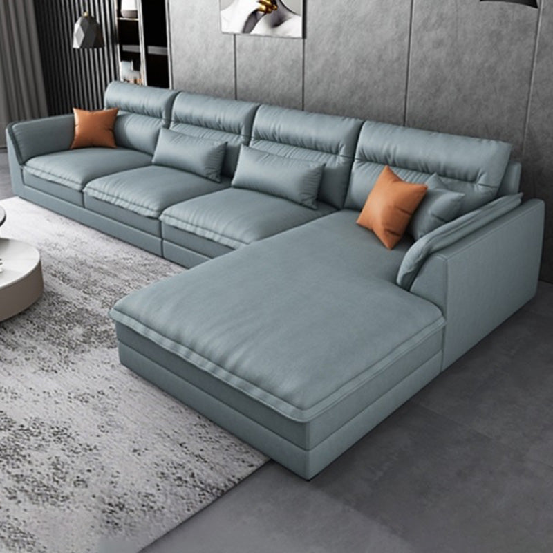 Modern Sectionals Faux Leather Pillow Top Arm Sectionals.134 inch