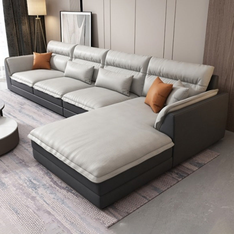 Modern Sectionals Faux Leather Pillow Top Arm Sectionals.134 inch