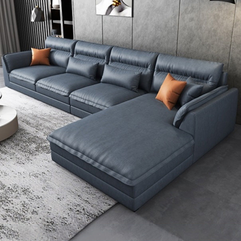 Modern Sectionals Faux Leather Pillow Top Arm Sectionals.134 inch