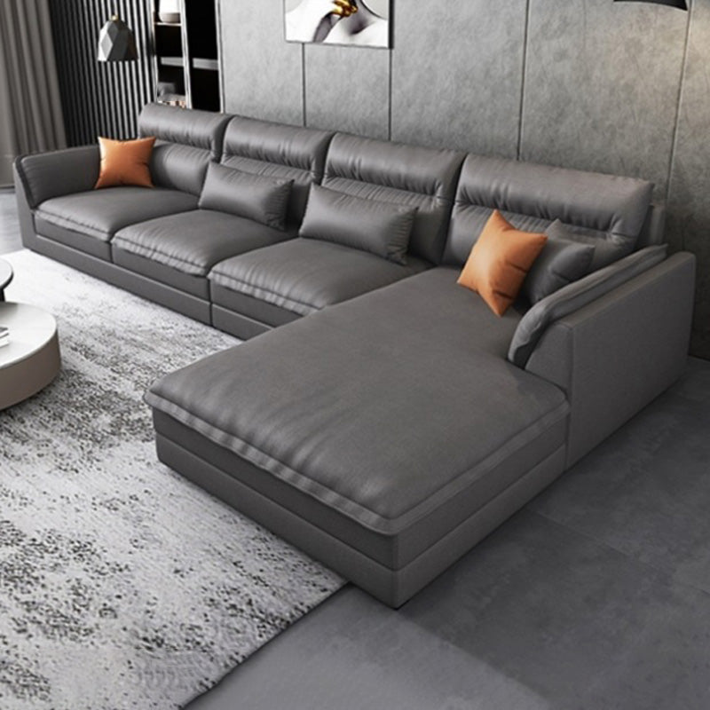 Modern Sectionals Faux Leather Pillow Top Arm Sectionals.134 inch