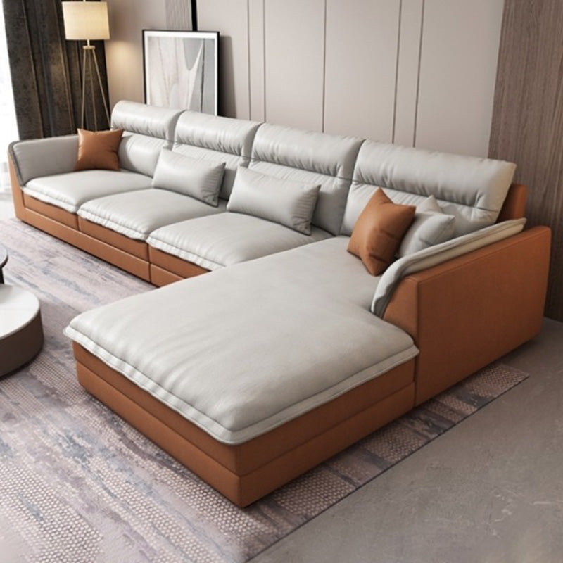 Modern Sectionals Faux Leather Pillow Top Arm Sectionals.134 inch