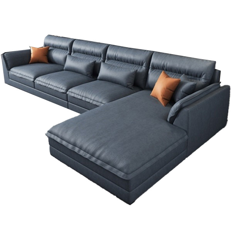 Modern Sectionals Faux Leather Pillow Top Arm Sectionals.134 inch