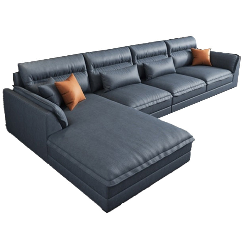 Modern Sectionals Faux Leather Pillow Top Arm Sectionals.134 inch