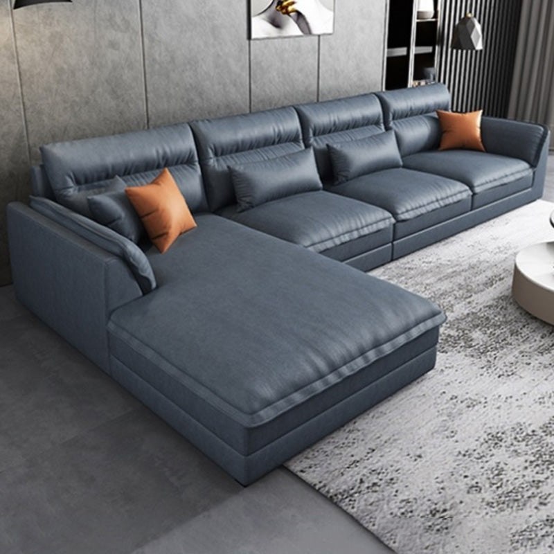 Modern Sectionals Faux Leather Pillow Top Arm Sectionals.134 inch