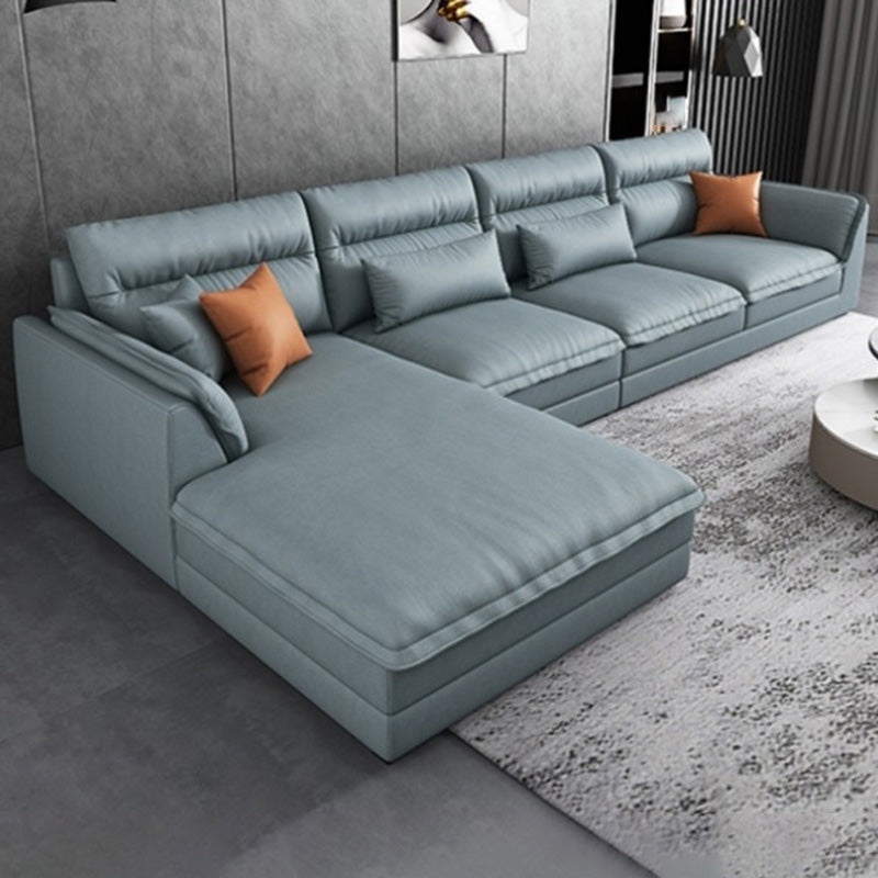 Modern Sectionals Faux Leather Pillow Top Arm Sectionals.134 inch