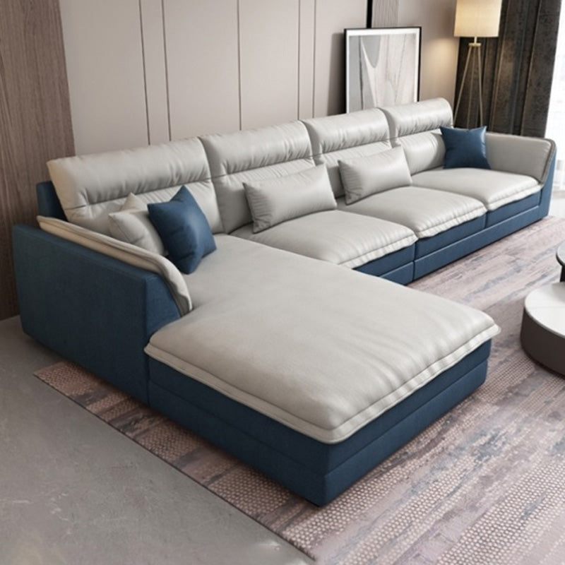 Modern Sectionals Faux Leather Pillow Top Arm Sectionals.134 inch