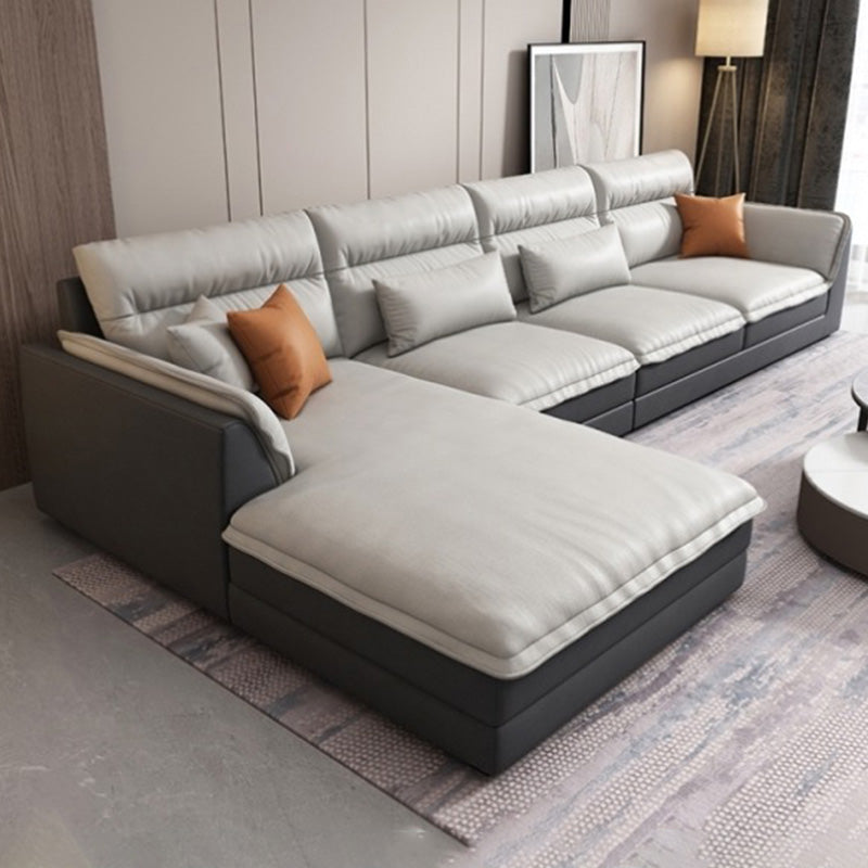 Modern Sectionals Faux Leather Pillow Top Arm Sectionals.134 inch