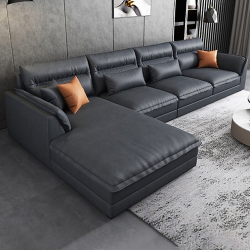 Modern Sectionals Faux Leather Pillow Top Arm Sectionals.134 inch