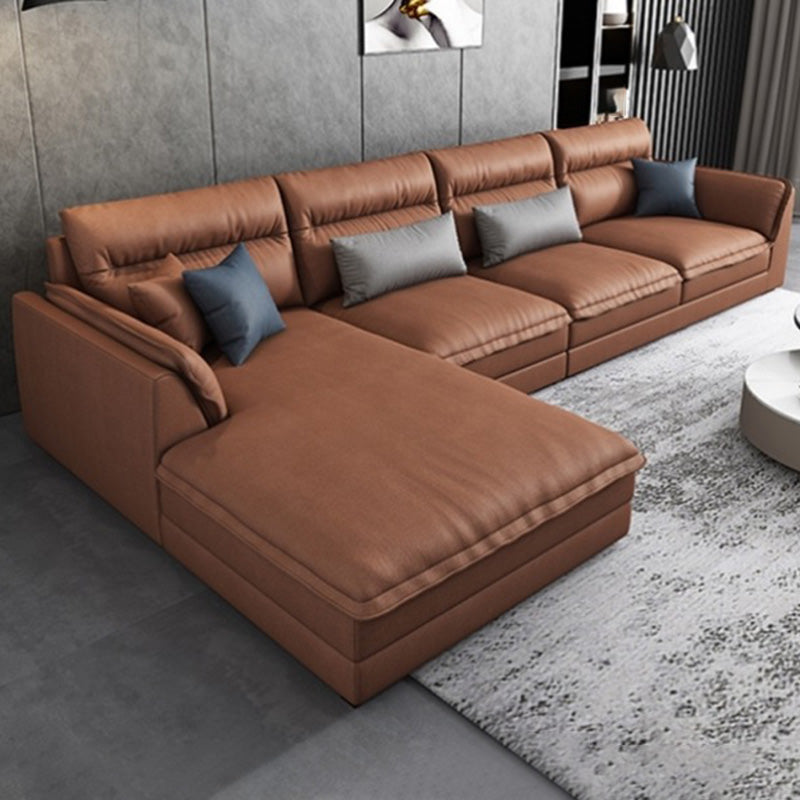 Modern Sectionals Faux Leather Pillow Top Arm Sectionals.134 inch