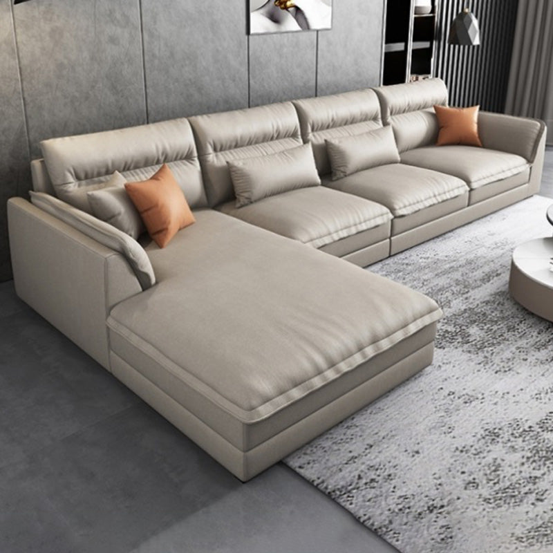 Modern Sectionals Faux Leather Pillow Top Arm Sectionals.134 inch