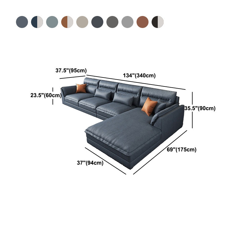Modern Sectionals Faux Leather Pillow Top Arm Sectionals.134 inch