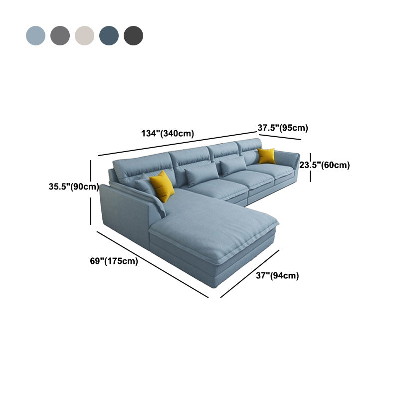 Modern Sectionals Faux Leather Pillow Top Arm Sectionals.134 inch