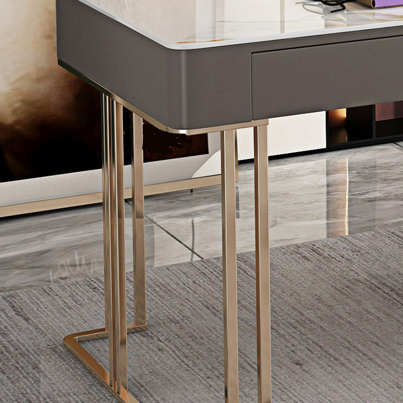 Rectangular Office Executive Desk Cable Management Beige Office Desk with Drawers