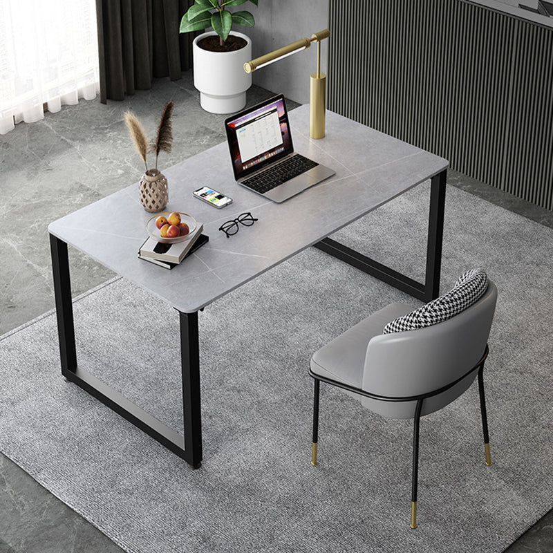Contemporary Writing Desk 29.5" H Rectangular Office Desk with Metal Legs