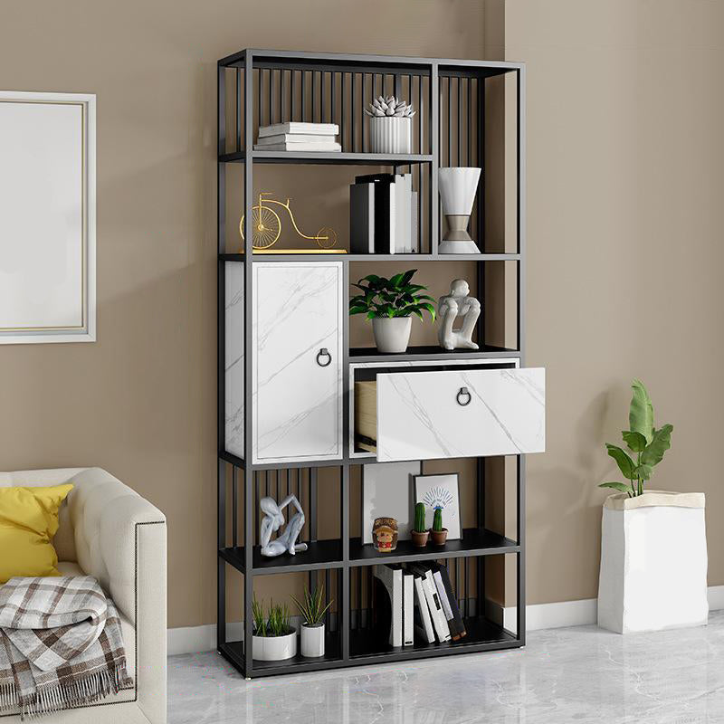 Glam Metal and Wood Shelf Bookcase Vertical Book Shelf for Office