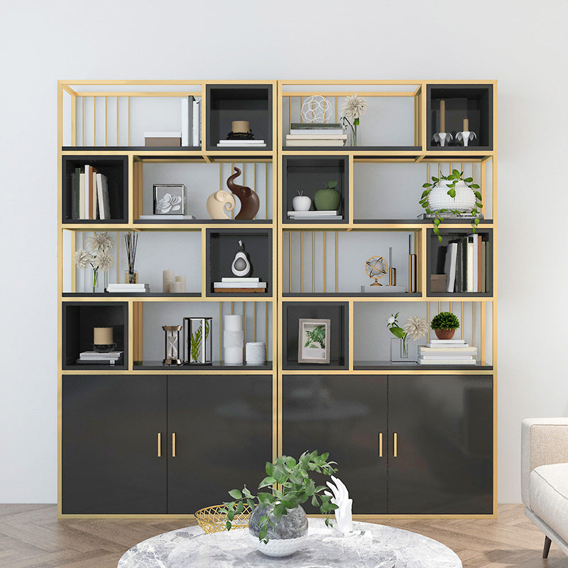 Glam Metal and Wood Shelf Bookcase Open Floor Book Shelf for Home