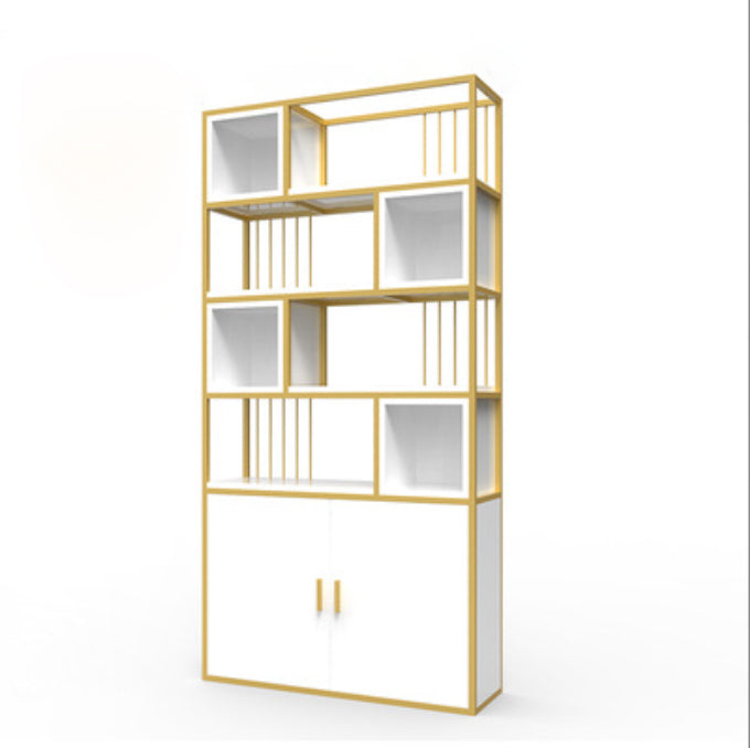 Glam Metal and Wood Shelf Bookcase Open Floor Book Shelf for Home