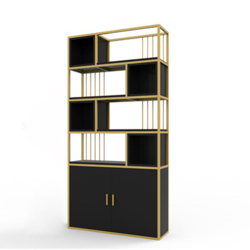 Glam Metal and Wood Shelf Bookcase Open Floor Book Shelf for Home