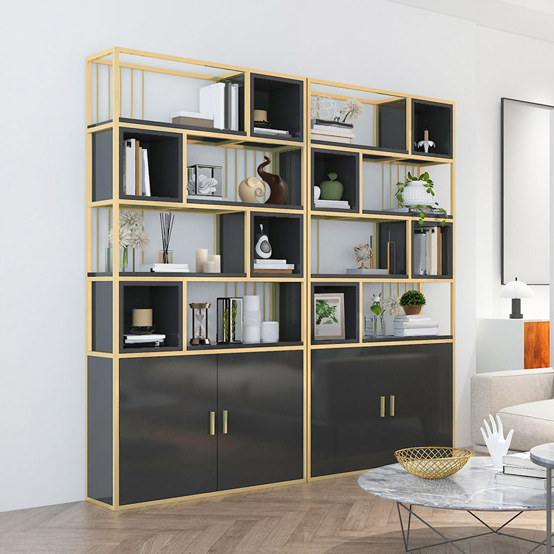 Glam Metal and Wood Shelf Bookcase Open Floor Book Shelf for Home