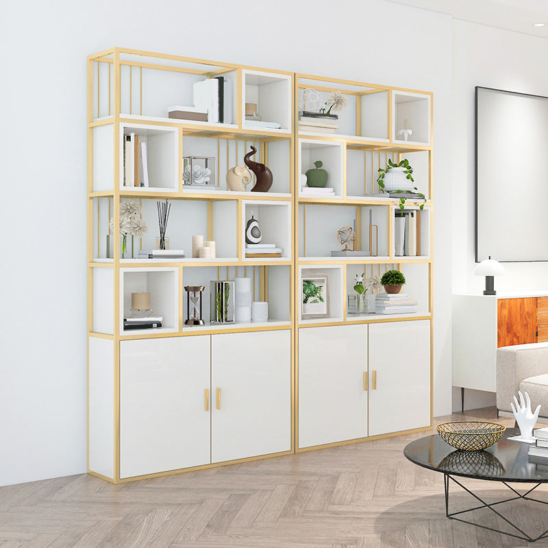 Glam Metal and Wood Shelf Bookcase Open Floor Book Shelf for Home