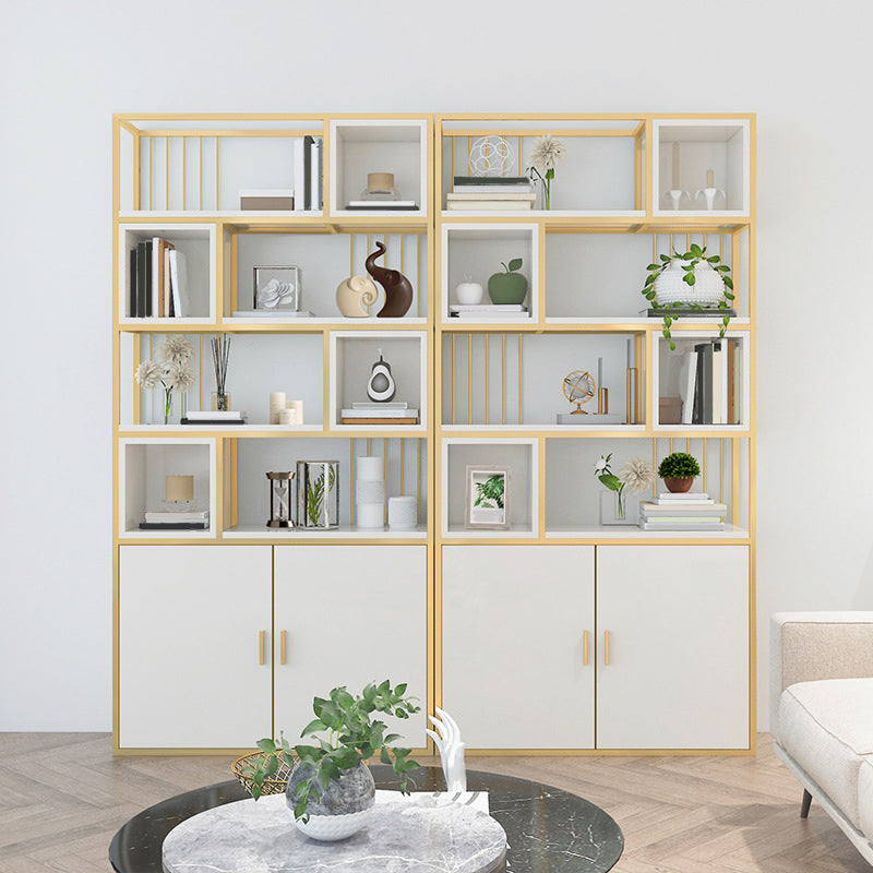 Glam Metal and Wood Shelf Bookcase Open Floor Book Shelf for Home