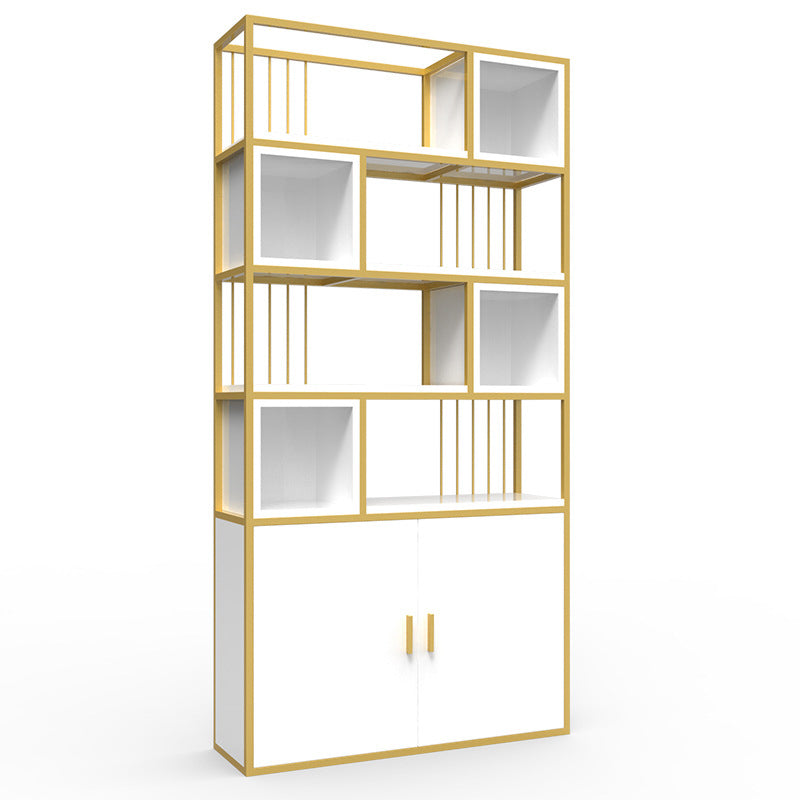 Glam Metal and Wood Shelf Bookcase Open Floor Book Shelf for Home