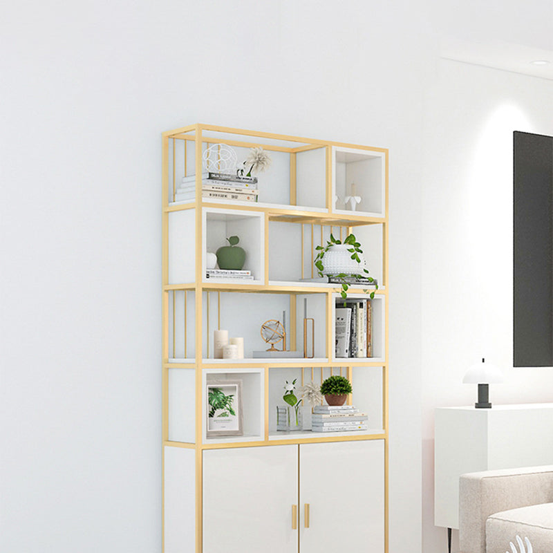 Glam Metal and Wood Shelf Bookcase Open Floor Book Shelf for Home