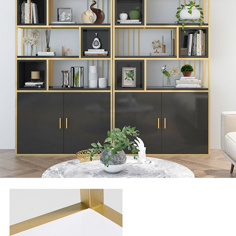 Glam Metal and Wood Shelf Bookcase Open Floor Book Shelf for Home