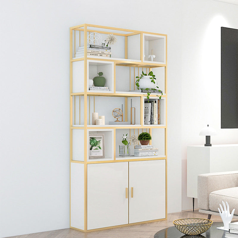 Glam Metal and Wood Shelf Bookcase Open Floor Book Shelf for Home