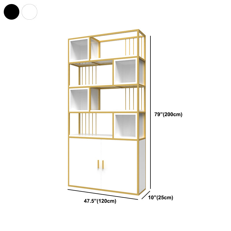 Glam Metal and Wood Shelf Bookcase Open Floor Book Shelf for Home