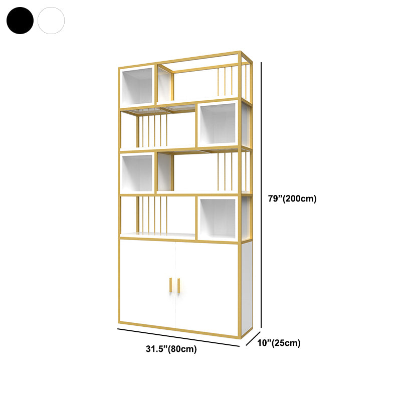 Glam Metal and Wood Shelf Bookcase Open Floor Book Shelf for Home
