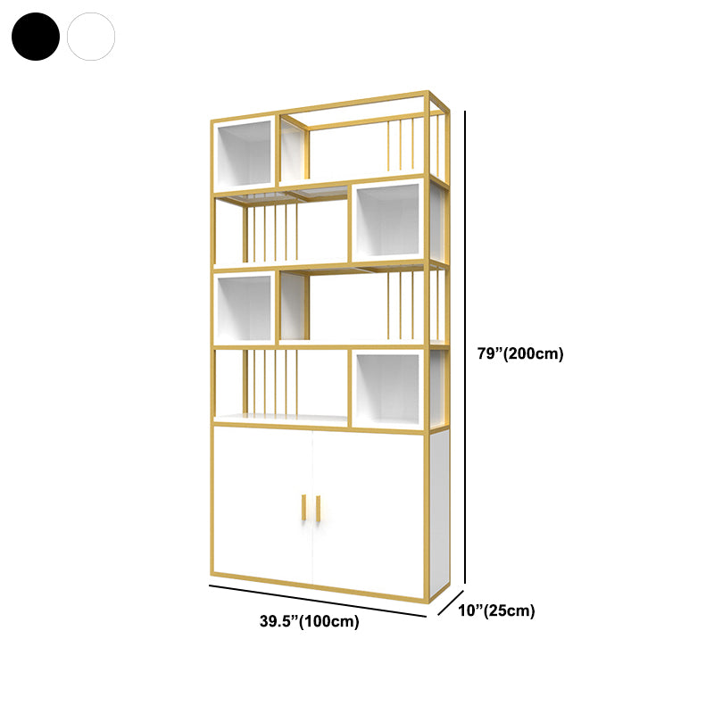 Glam Metal and Wood Shelf Bookcase Open Floor Book Shelf for Home
