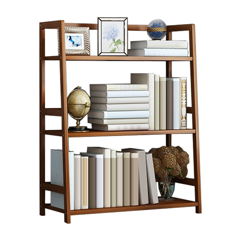 Contemporary Brown Bamboo Shelf Bookcase Open Bookcase for Study Room