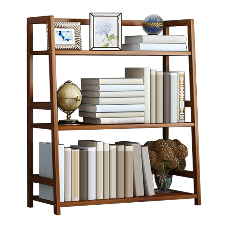 Contemporary Brown Bamboo Shelf Bookcase Open Bookcase for Study Room