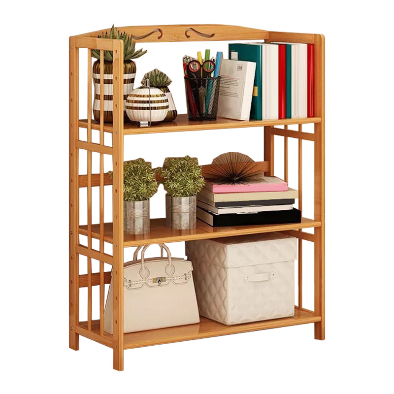 Contemporary Brown Bamboo Shelf Bookcase Open Bookcase for Study Room