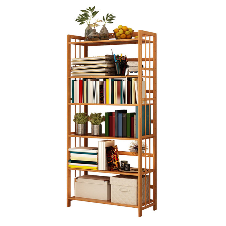 Contemporary Brown Bamboo Shelf Bookcase Open Bookcase for Study Room